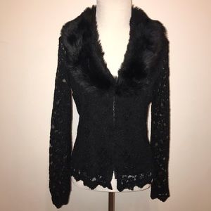 Cache Black Eve Jacket with Faux Fur Detailing
